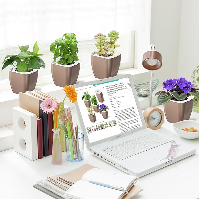 4 Pack Self Watering Pots 4-inch Decorative Flower Planters - Image 7