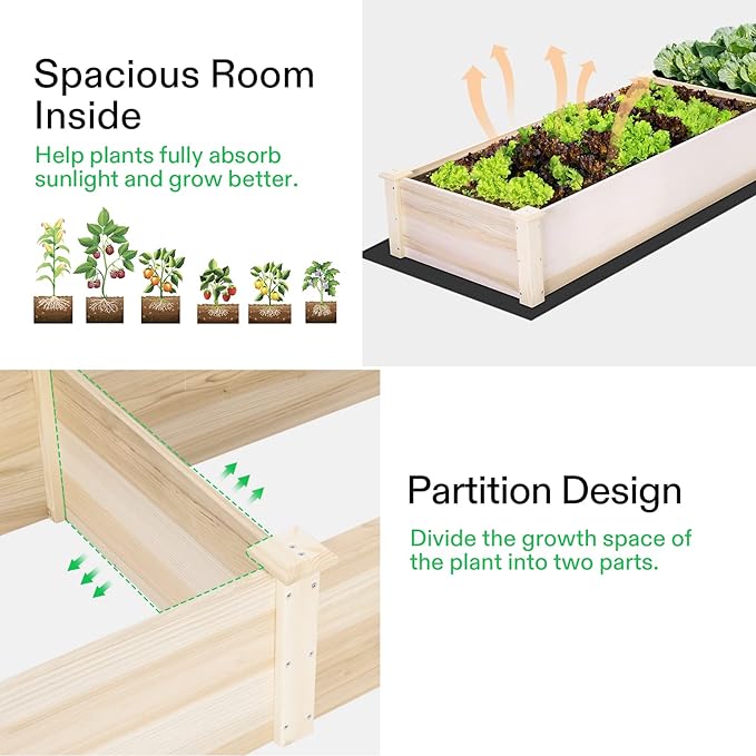 VIVOSUN Wooden Raised Garden Bed, Outdoor Wood Planter Box - Image 3