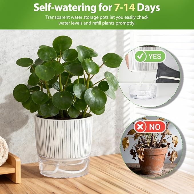 5 Pack Self Watering Pots for Indoor Plants, Easy-Care Pots for African Violet - Image 2