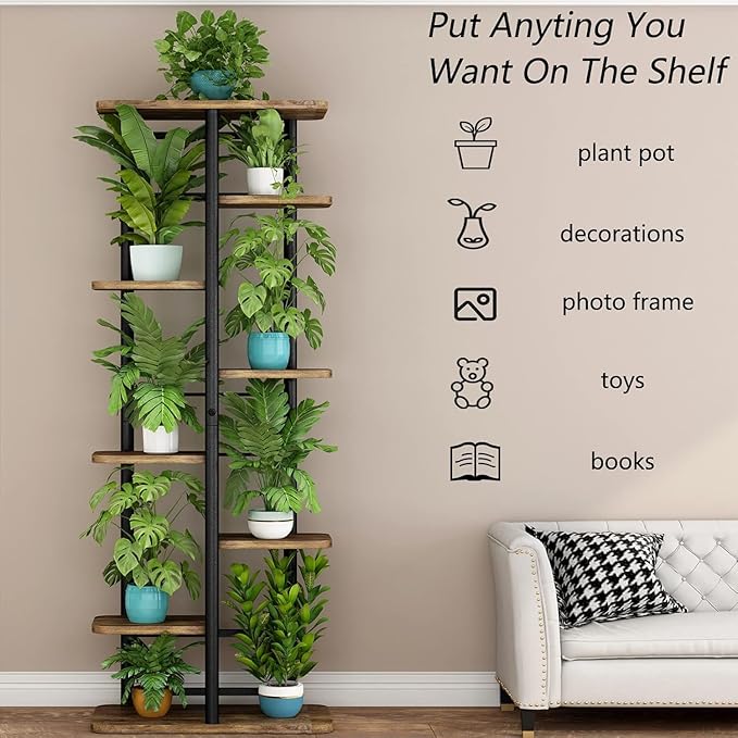 LINZINAR Plant Stand 8 Tier 9 Potted Multiple Flower Pot Holder Shelf Indoor - Image 5