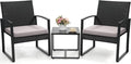 3 Piece Wicker Patio Bistro Set, Rattan Conversation Set by Murago