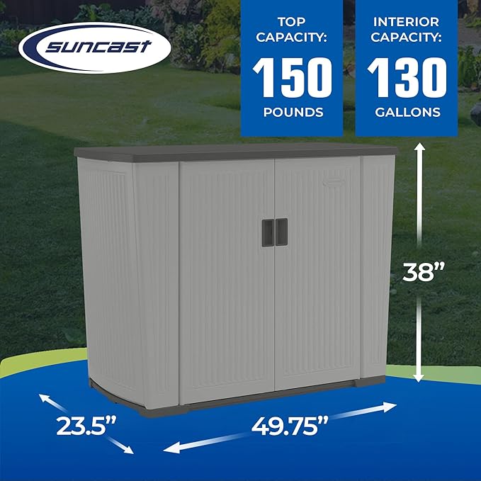 Suncast 130-Gallon Backyard Oasis Basic Unit Lockable Outdoor Storage Cabinet - Image 3