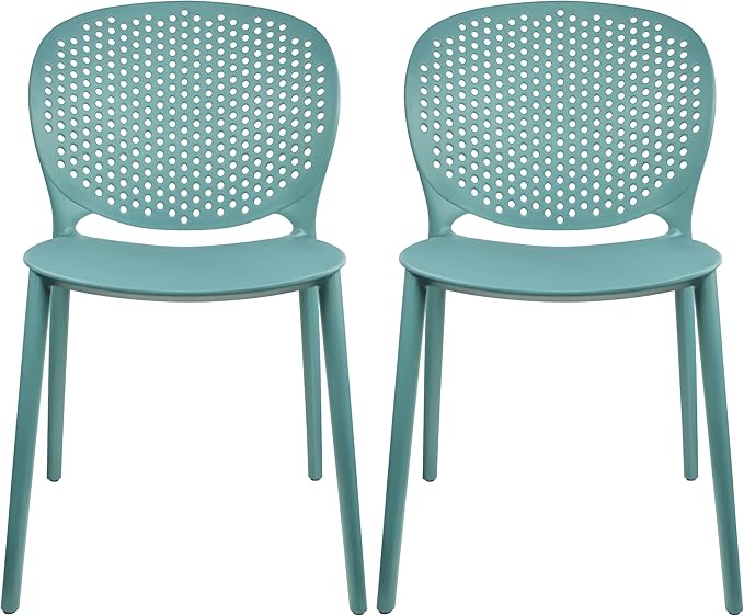 2xhome Set of 2 Patio Dining Chairs | Modern Stackable Outdoor Pool Side Chair by 2xhome