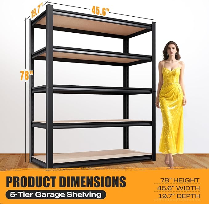 AOARGG 78" H Garage Shelving Heavy Duty Storage Shelves, Metal Adjustable - Image 3