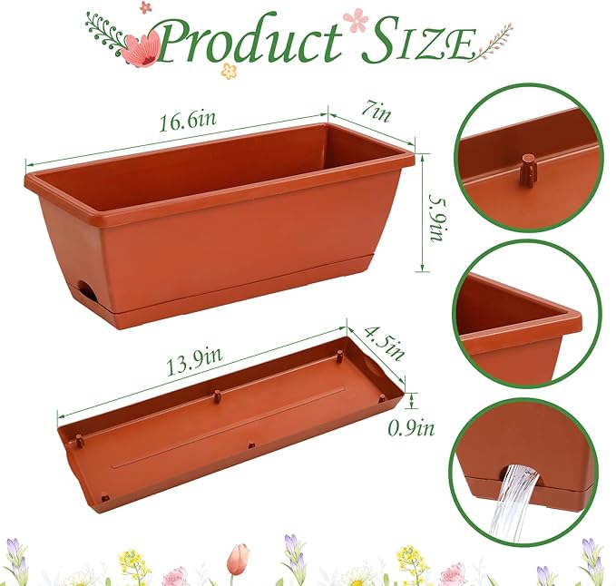 12Pcs 17Inches Rectangle Planter Box - Image 2