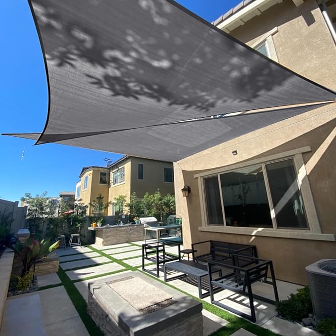 SUNLAX Sun Shade Sail 7' x 13' x 14.8' Dark Grey Rectangle Canopy Sail Shade by SUNLAX