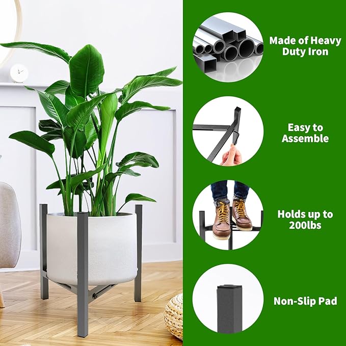 Airpark Plant Stand Indoor, Adjustable Metal Modern Plant Stands, Heavy Duty - Image 2