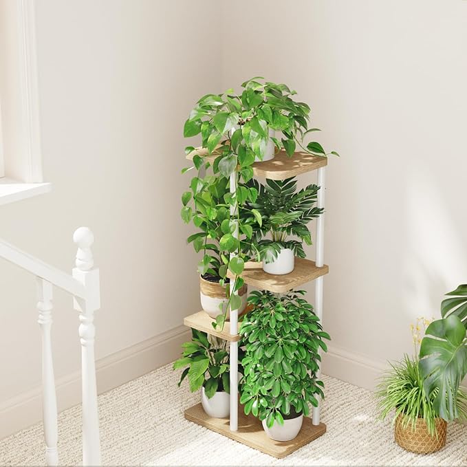 Bamworld Plant Stand Indoor, Corner 4 Tier Metal Plant Shelf - Image 6