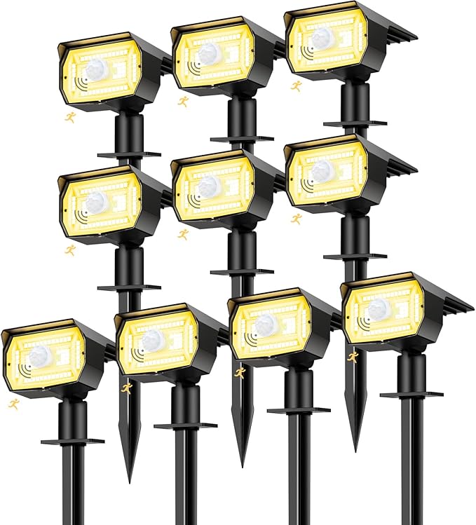 nipify 10 Pack Solar Spot Lights Outdoor Motion Sensor by Nipify