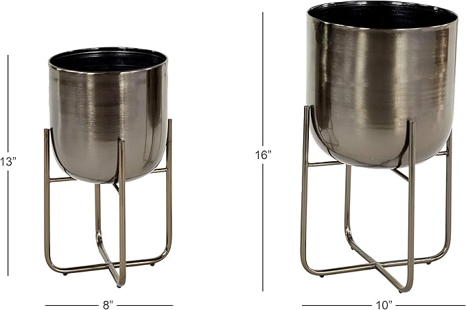 Deco 79 Metal Round Planter - Image 3