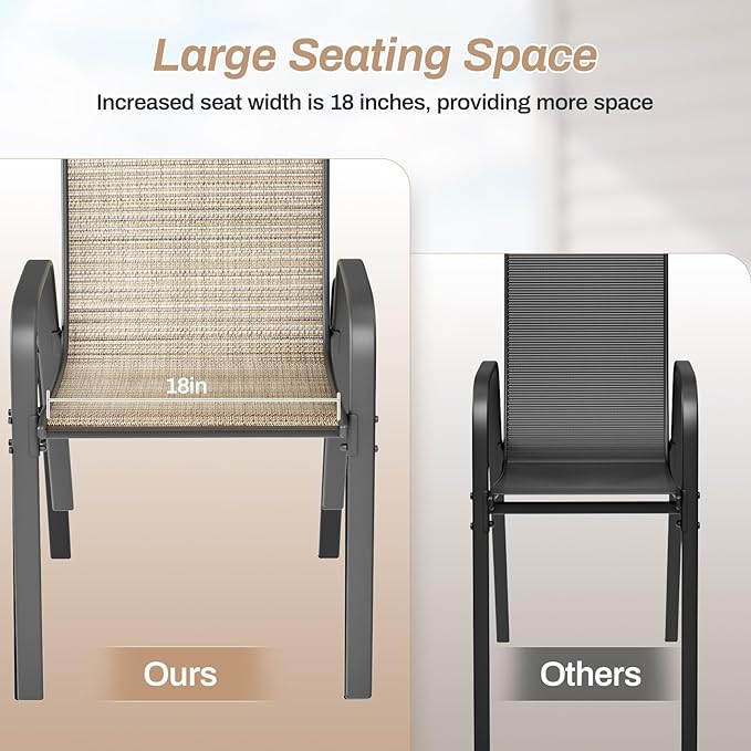 TLSUNNY Patio Chairs, Stackable Textilene Outdoor Dining Furniture - Image 8