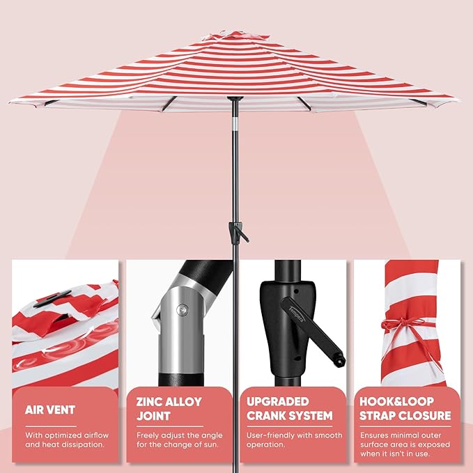 Tempera Patio Market Outdoor Table Umbrella - Image 4