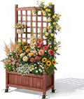 VINGLI Wooden Planter with Trellis, FreeStanding Planter Box with Drainage Holes by VINGLI