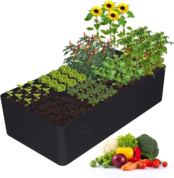 KLEWEE Fabric Raised Garden Bed, 128 Gallon 6 x 3FT Garden Growing Bags by KLEWEE