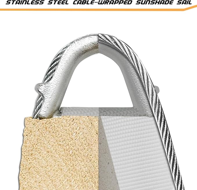 Upgraded with High-Strength Steel Cable Edges 20' x 24' Sun Shade Sail Sand - Image 4