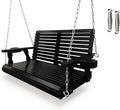 Wooden Porch Swing 2-Seater, High Backrest and Deep Seat, Bench Swing by FortuneCandy