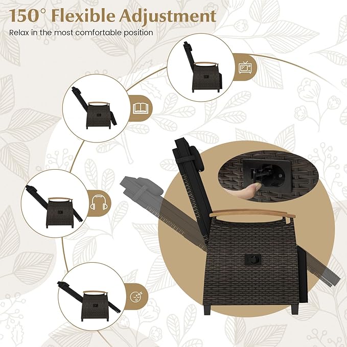 RELAX4LIFE Rattan Outdoor Recliner Chair - Image 4