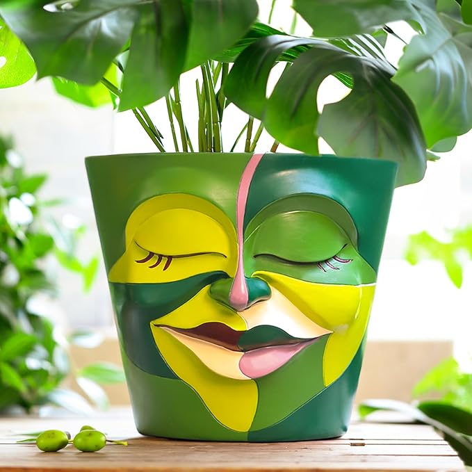 GUGUGO 8 Inch Planter Abstract Rainbow Face Pots by GUGUGOHOMEDECOR