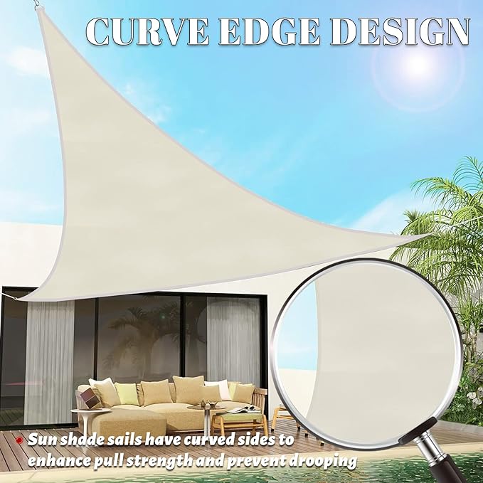 SUNLAX Custom Size 10'x18'x20.6' Beige Sun Shade Sail Right Triangle UV Block - Image 3
