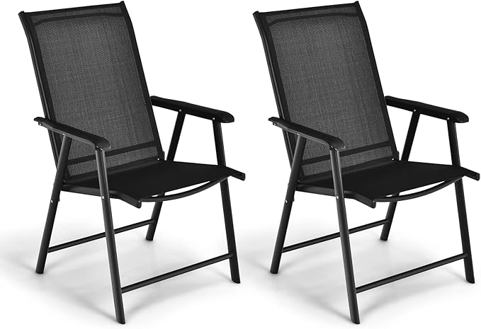 Giantex Set of 2 Patio Folding Chairs, Portable Outdoor Dining Chairs by Giantex