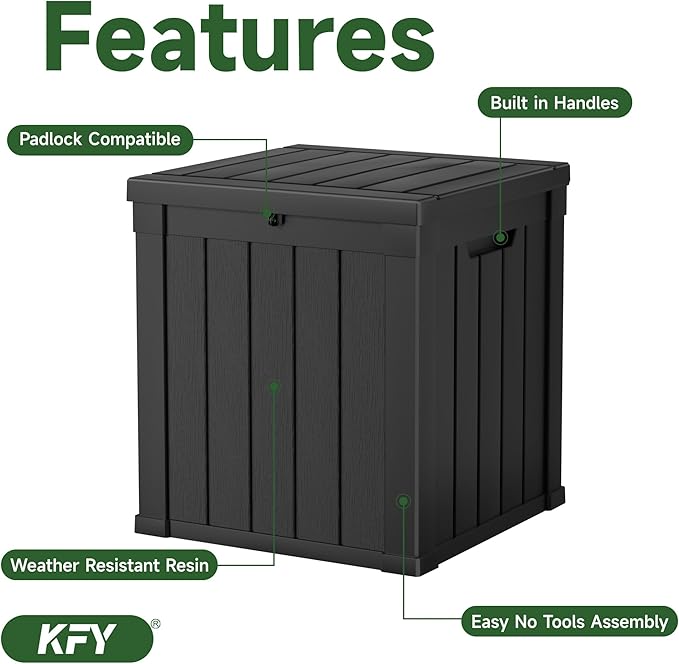 50 gallon deck box, All-weather resin material outdoorstorage box easy to - Image 3