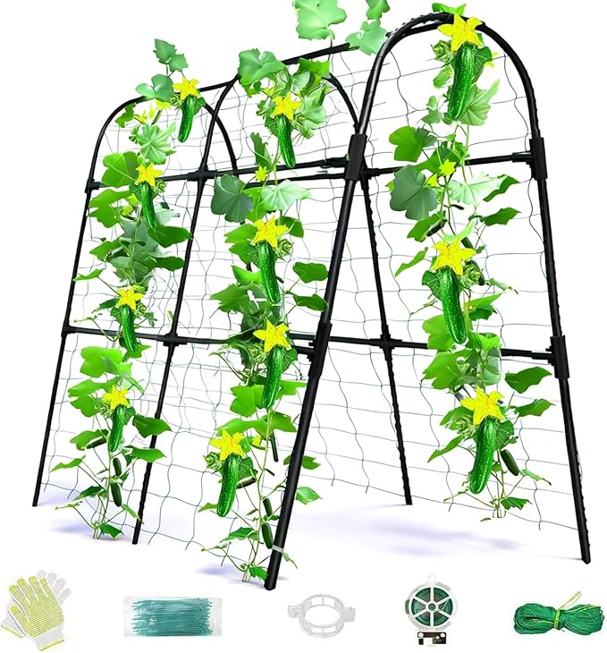 Cucumber Trellis for Raised Bed, U-Shape Garden Arch Metal Support for Climbing by Laodier
