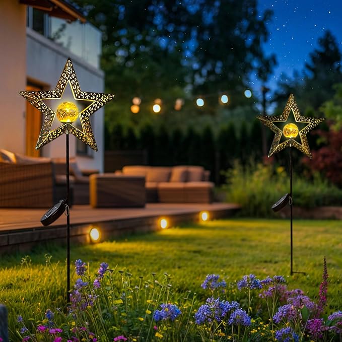 TAKE ME Star Solar Lights Garden Outdoor Decor Waterproof Metal Solar Stakes - Image 8