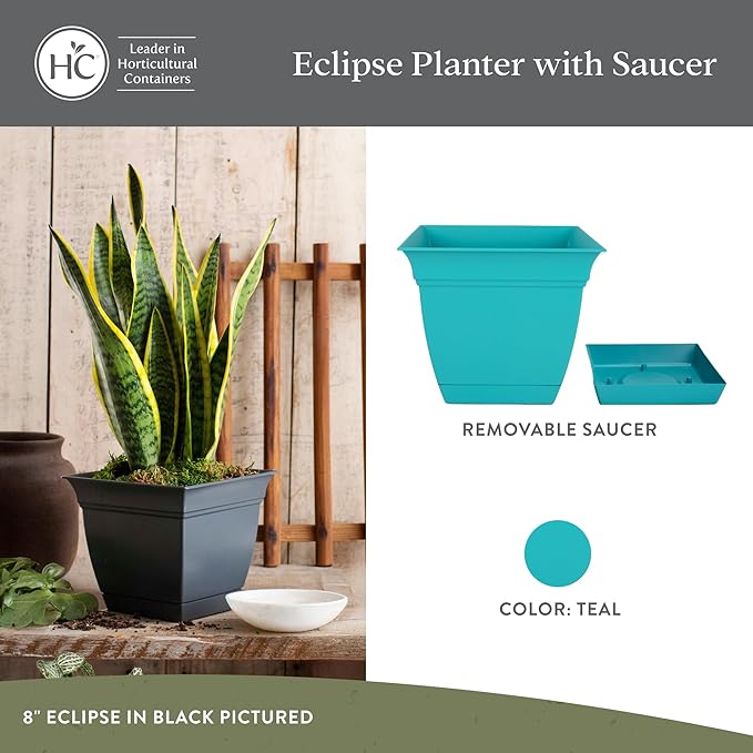 The HC Companies 10 Inch Eclipse Square Planter Pots - Image 2
