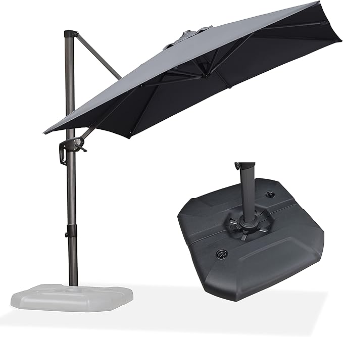 PURPLE LEAF 8 Feet Square Cantilever Umbrella Patio Umbrella by PURPLELEAF