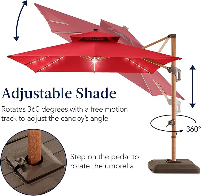 Best Choice Products 10ft Square Cantilever Patio Umbrella w/Base Included - Image 8