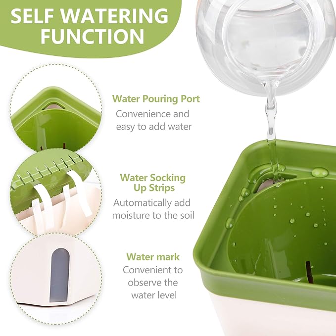 OurWarm Windowsill Herb Planter Box Indoor Set of 3, 10.5 Inch Self Watering - Image 3