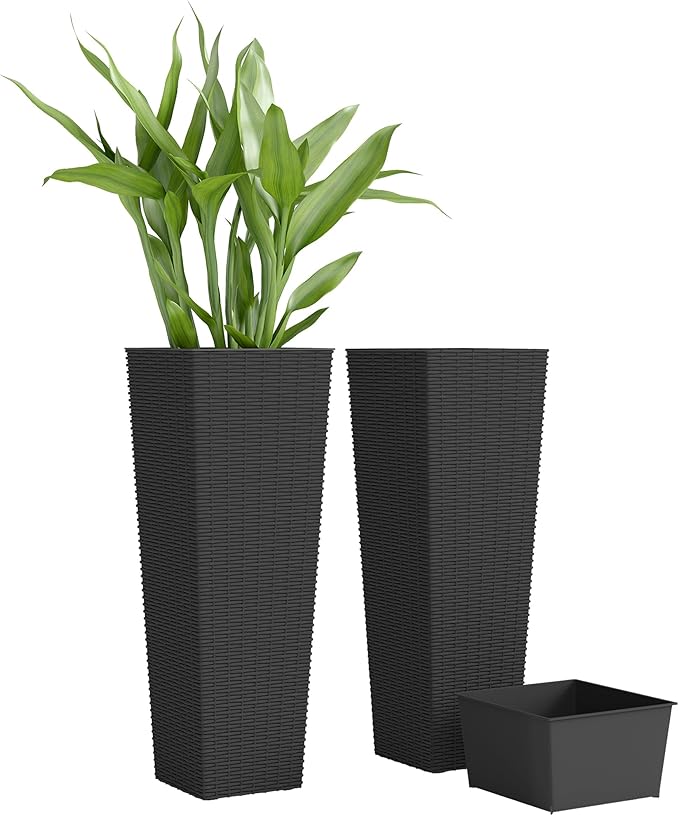 Outsunny 32 Inch Tall Planters for Outdoor Plants, Stackable Tapered Planters by Outsunny