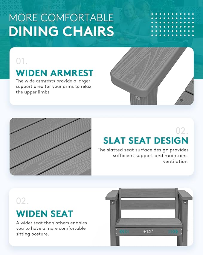 SERWALL 9-Piece Outdoor Dining Set, All Weather HDPE Outdoor Furniture Set - Image 6