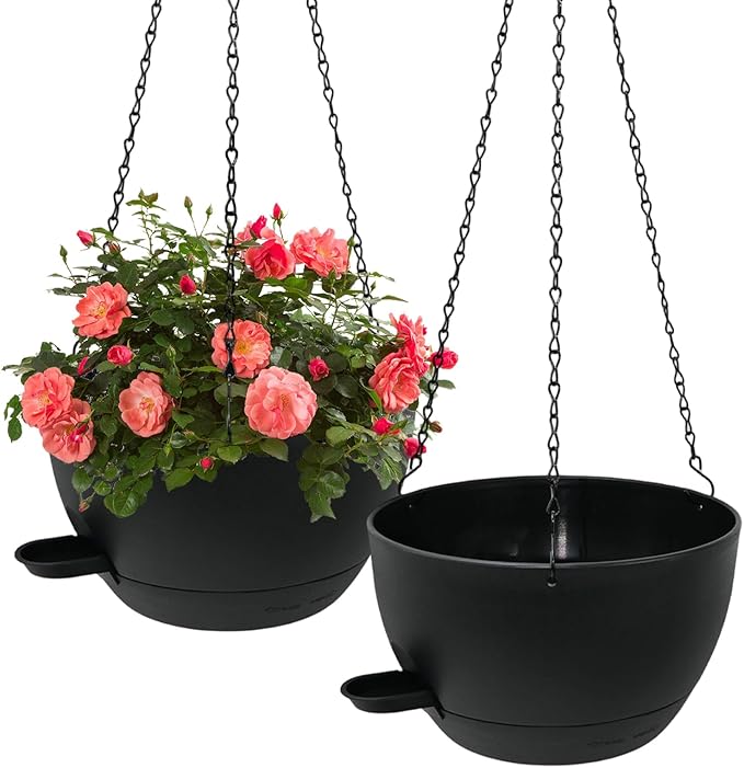 WOUSIWER Self Watering Hanging Planters, 2 Pack 10'' Plastic Pots by WOUSIWER
