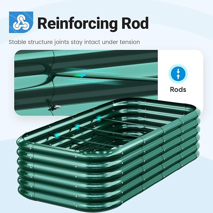 Quictent Galvanized Raised Garden Bed Kit, Strengthened by Crossbar, Dark Green - Image 8