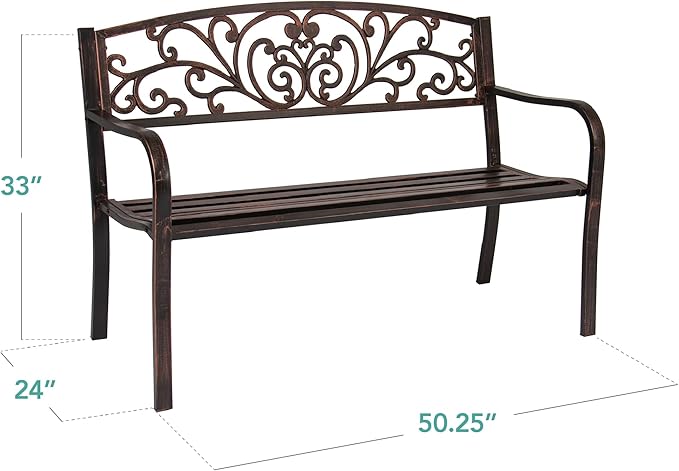 Best Choice Products Outdoor Bench Steel Garden Patio Porch Furniture - Image 3