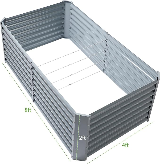 Land Guard 8×4×2ft Galvanized Raised Garden Bed, Planter Boxes Outdoor - Image 2