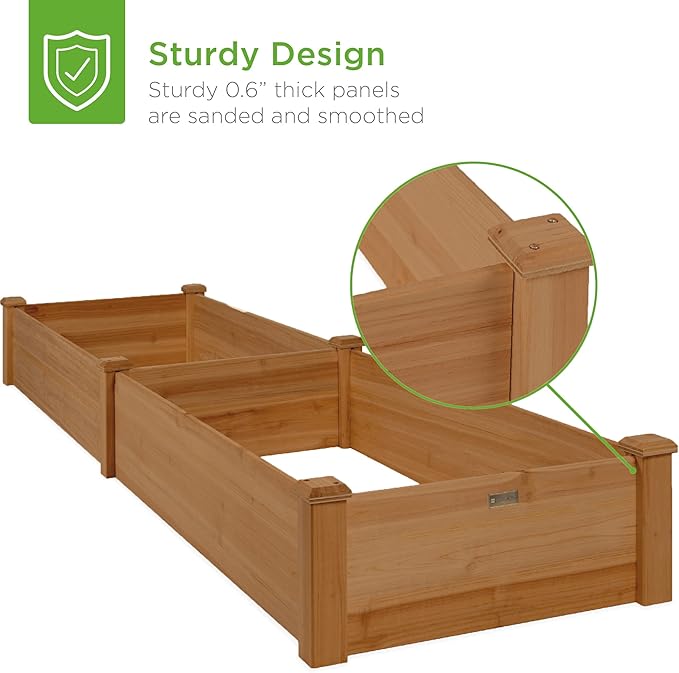 Best Choice Products 8x2ft Outdoor Wooden Raised Garden Bed Planter - Image 5