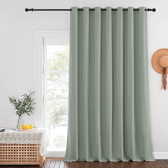 NICETOWN Sage Green Sliding Door Curtains 108 inches Long - Image 2