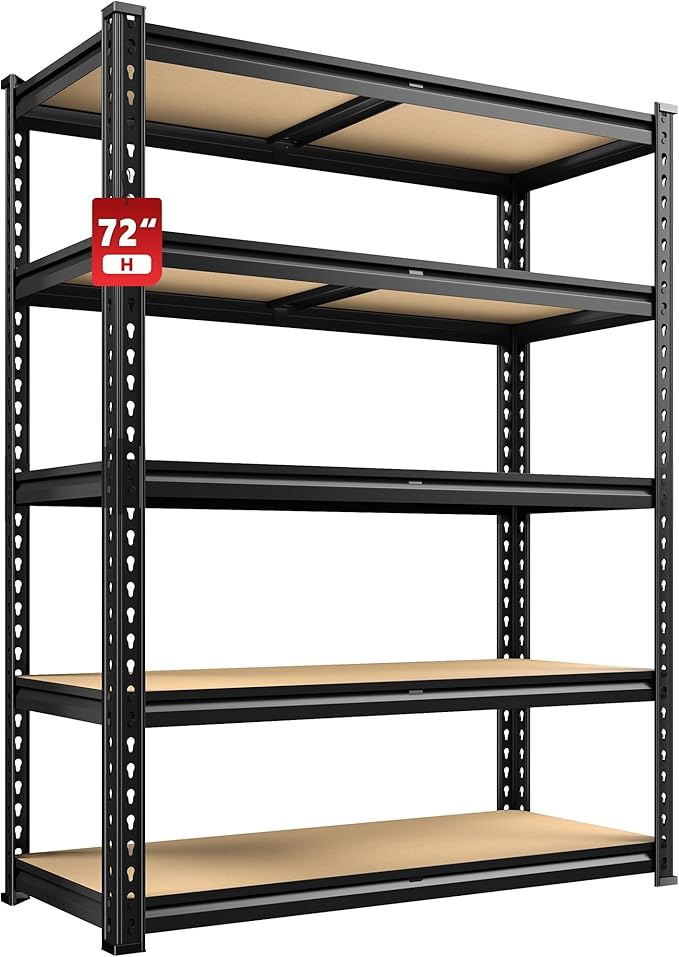 REIBII 2400LBS Storage Shelves 5 Tier Garage Shelving Heavy Duty Adjustable by REIBII