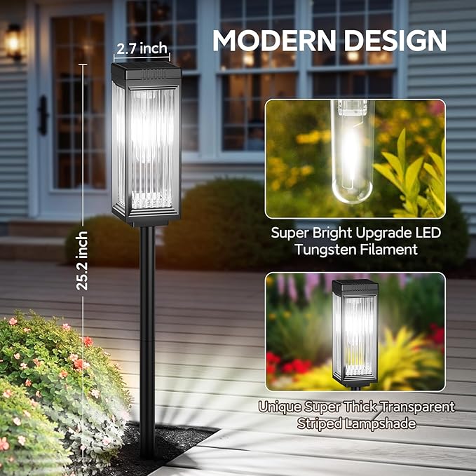 Solar Pathway Lights Outdoor, 6 Pack Upgraded Solar Lights Outdoor Waterproof - Image 4
