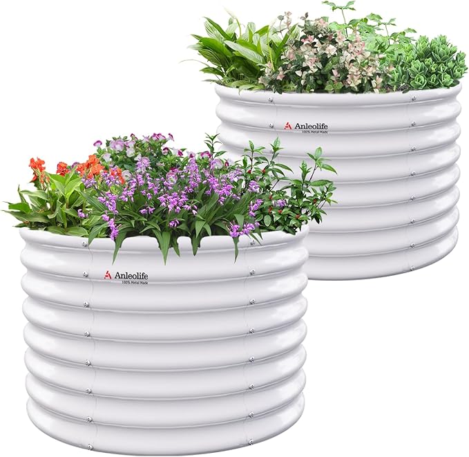 A ANLEOLIFE 2-Pack 3ft x 24” Tall Galvanized Raised Garden Beds Outdoor by AAnleolife