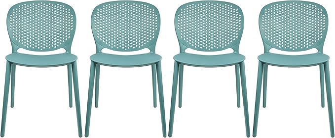 2xhome Set of 4 Patio Dining Chairs | Modern Stackable Outdoor Pool Side Chair by 2xhome