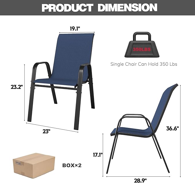 Patio Chairs, Stackable Outdoor Dining Chairs - Image 8