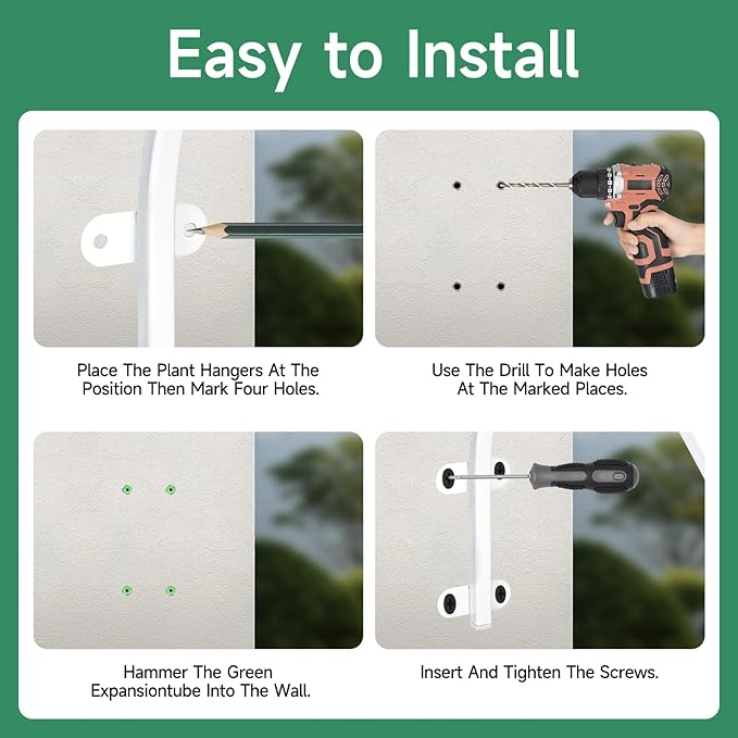 4 Pack 12Inch Plant Hanger, Sturdy Hanging Plant Bracket Hooks Outdoor - Image 8