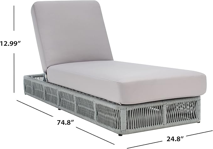 SAFAVIEH Outdoor Collection Gillian Grey Rope/Grey Cushion Chaise Lounge Chair - Image 19
