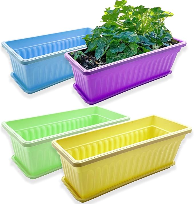 4 Packs 17 Inch Rectangular Window Flower Box Planter by Unknown