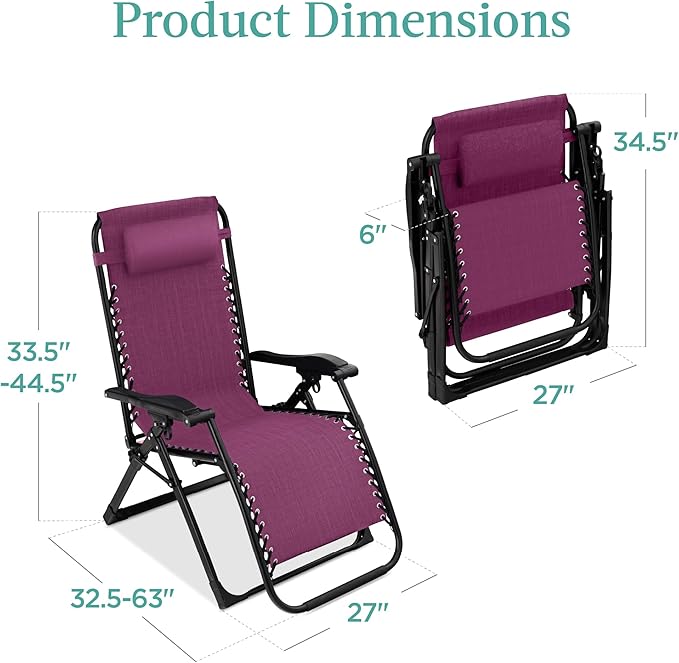 Best Choice Products Oversized Zero Gravity Chair, Folding Outdoor Patio - Image 2