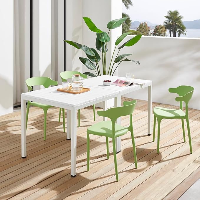 Modern Stackable Dining Chair Set, No Assembly, Plastic Chair, Patio Chair - Image 5