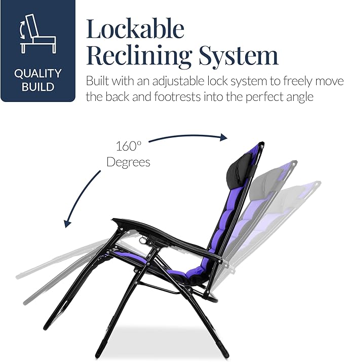 Best Choice Products Oversized Padded Zero Gravity Chair, Folding Outdoor Patio - Image 8